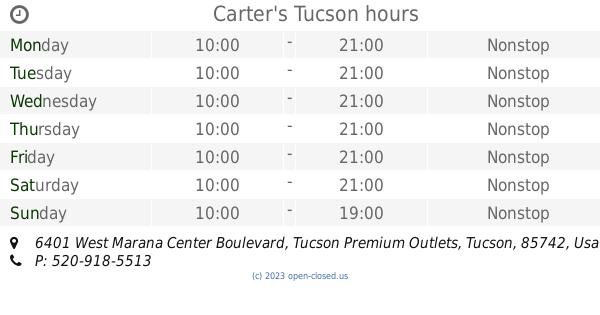 Carter&#39;s Tucson hours, 6401 West Marana Center Boulevard, Tucson Premium Outlets