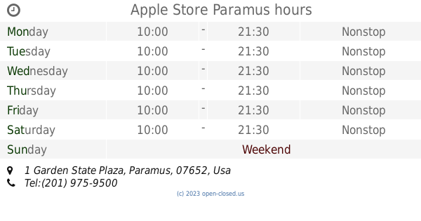 Apple Store Paramus Hours 2019 Update