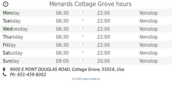 Menards Cottage Grove Hours 2019 Update