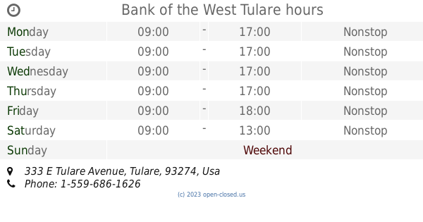 bank of the west tulare