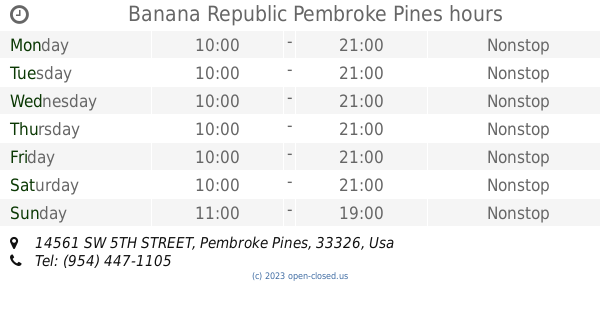 Banana Republic Pembroke Pines hours (2019 update)